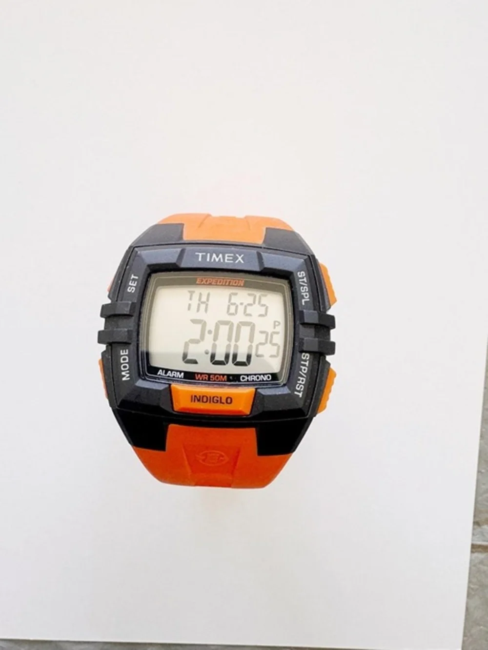 Timex Expedition Men's Watch Orange Black Digital Chrono Alarm 45mm Run